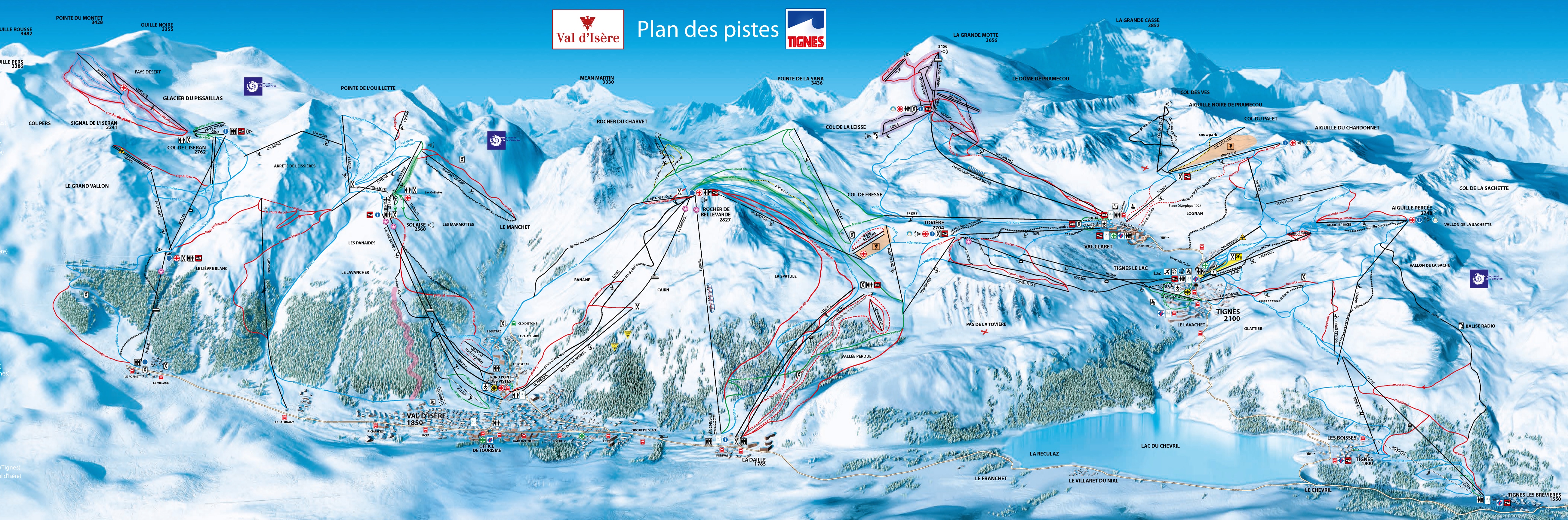 Tignes - Val d` Isere ski map